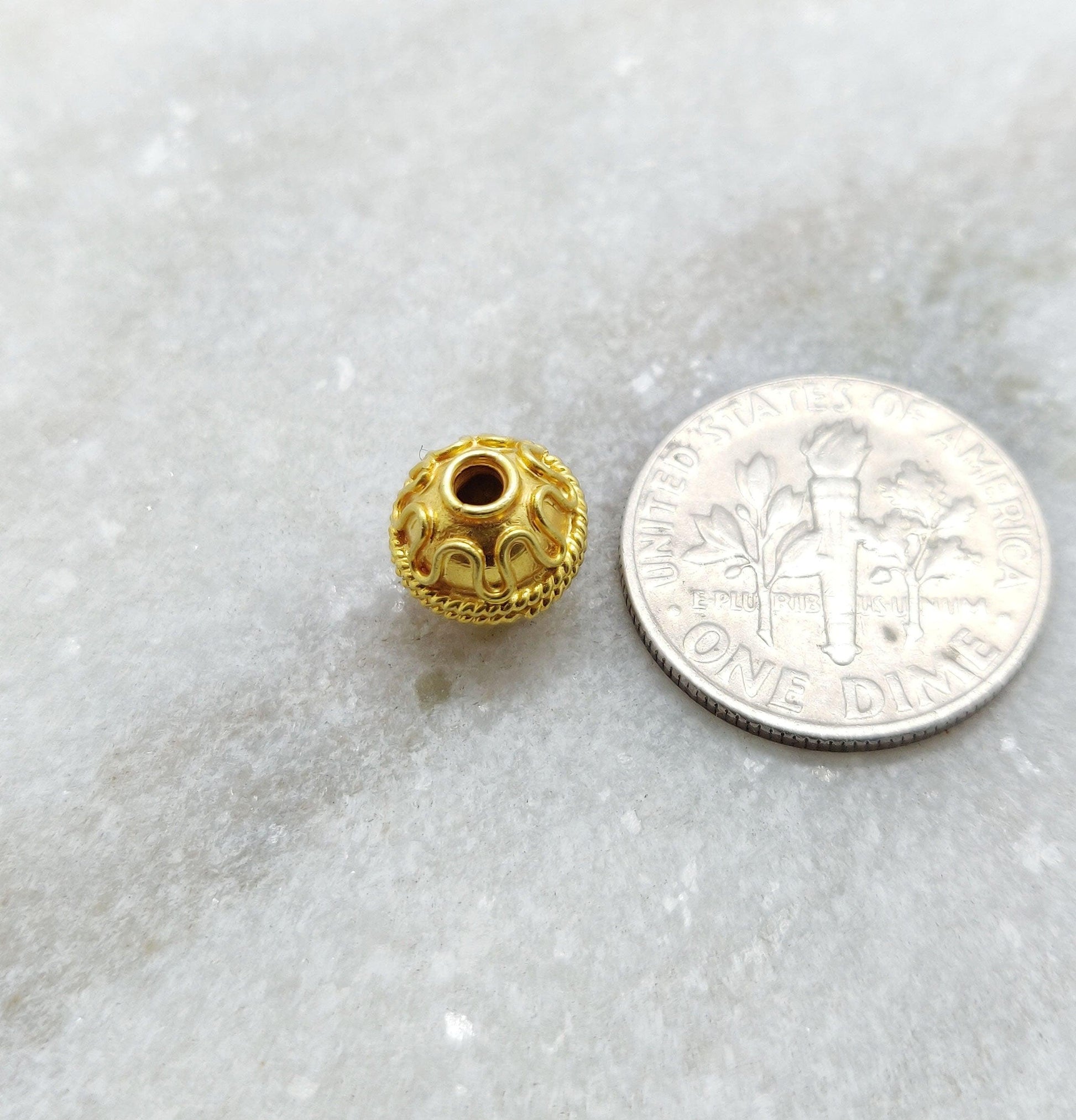 18k Solid Yellow Gold 8mm Ball Spacer Beads - Kanika Creations