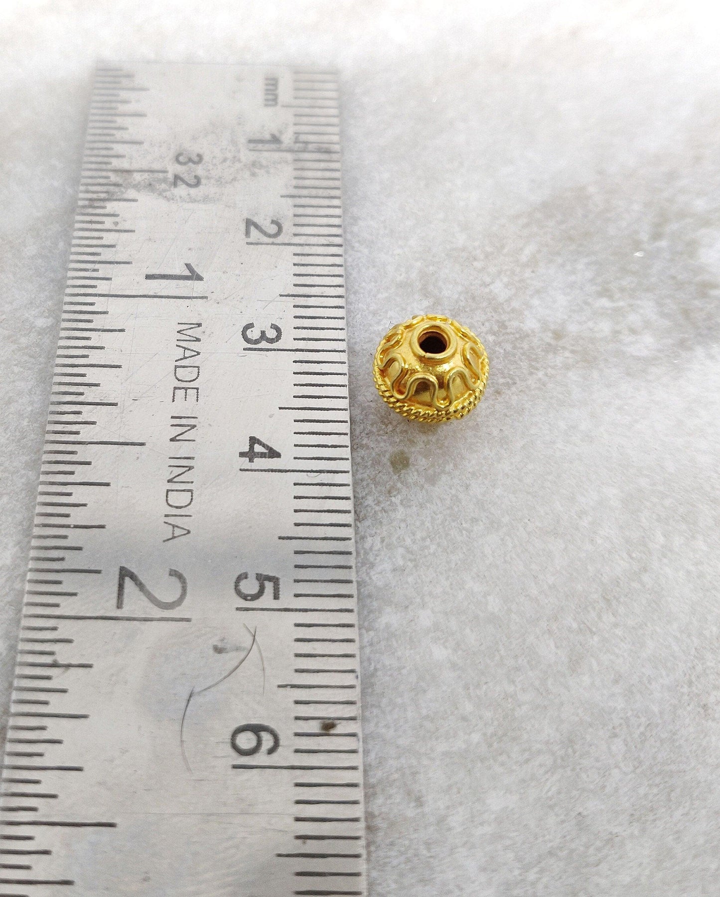 18k Solid Yellow Gold Ball Spacer Beads 8mm - Kanika Creations