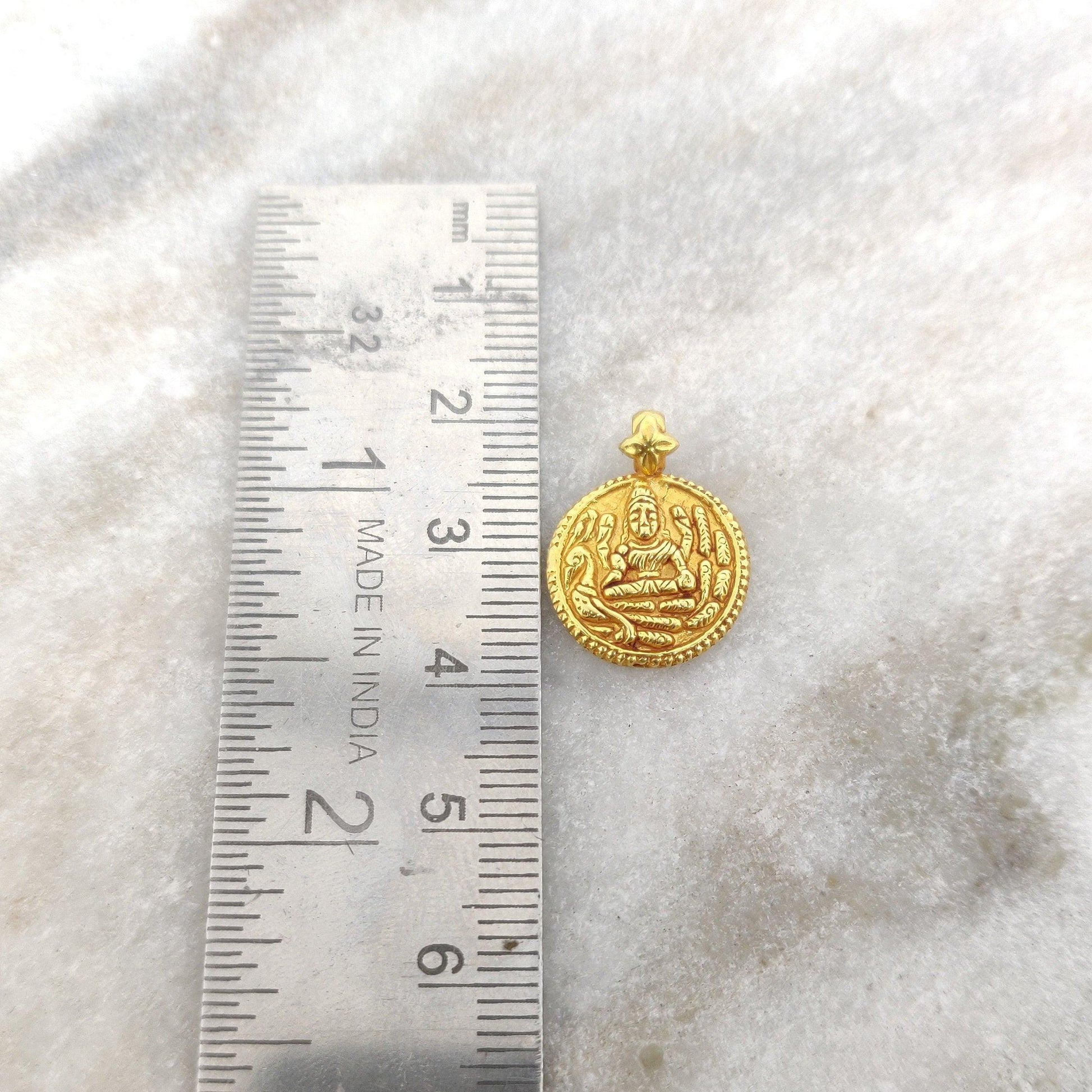 Divine Grace 18K Gold Charm Pendant of Indian Goddess - Kanika Creations
