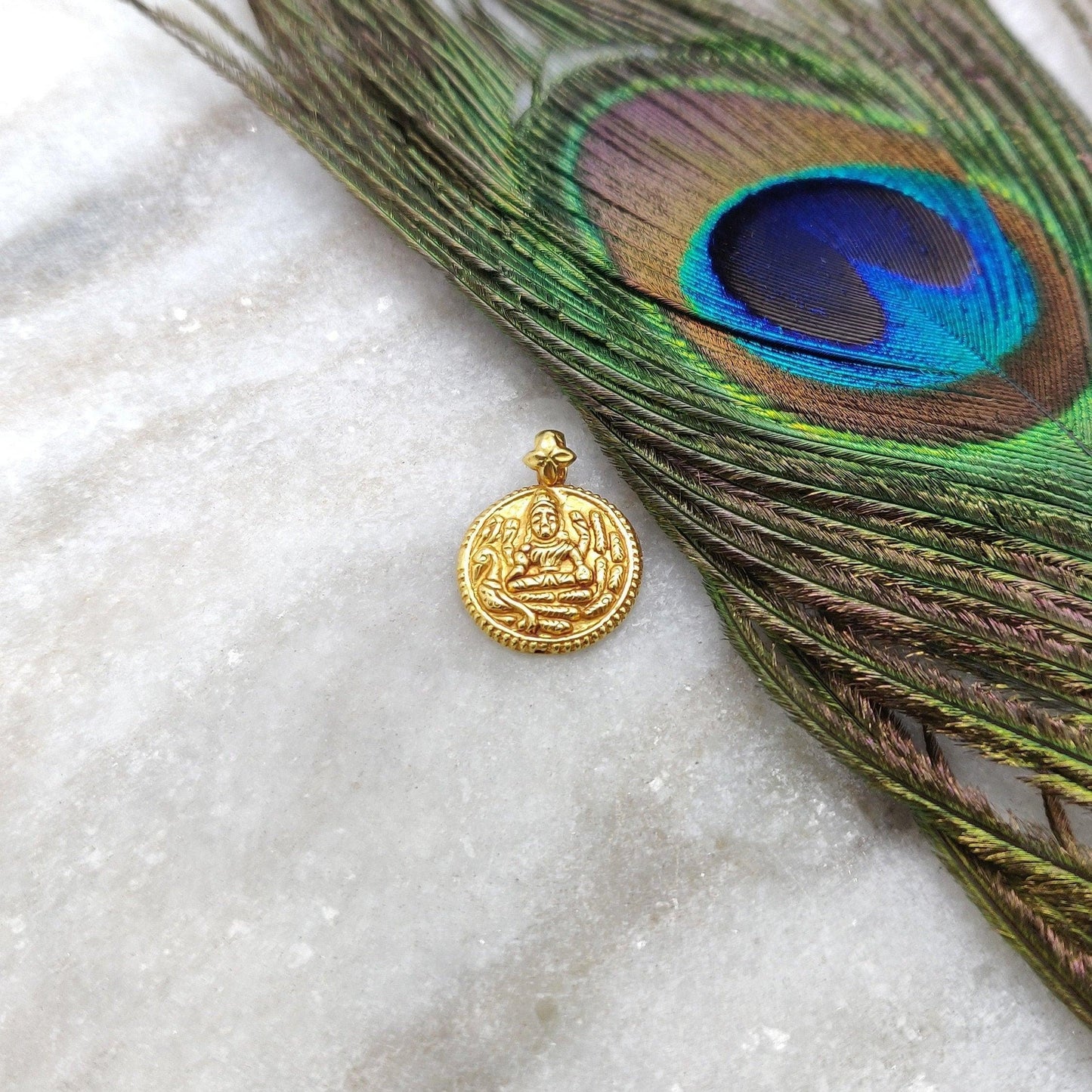 Divine Grace 18K Gold Charm Pendant of Indian Goddess - Kanika Creations