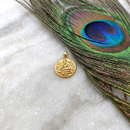 Divine Grace 18K Gold Charm Pendant of Indian Goddess - Kanika Creations