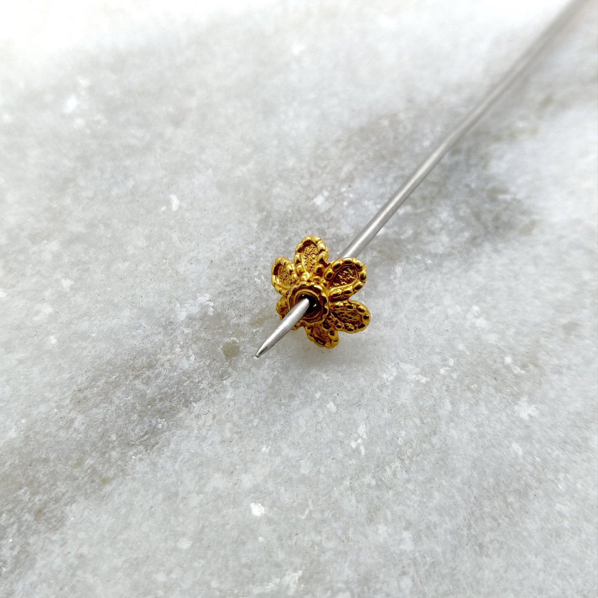 18k Solid Yellow Gold Filigree Bead Cap Spacer 9mm - Kanika Creations