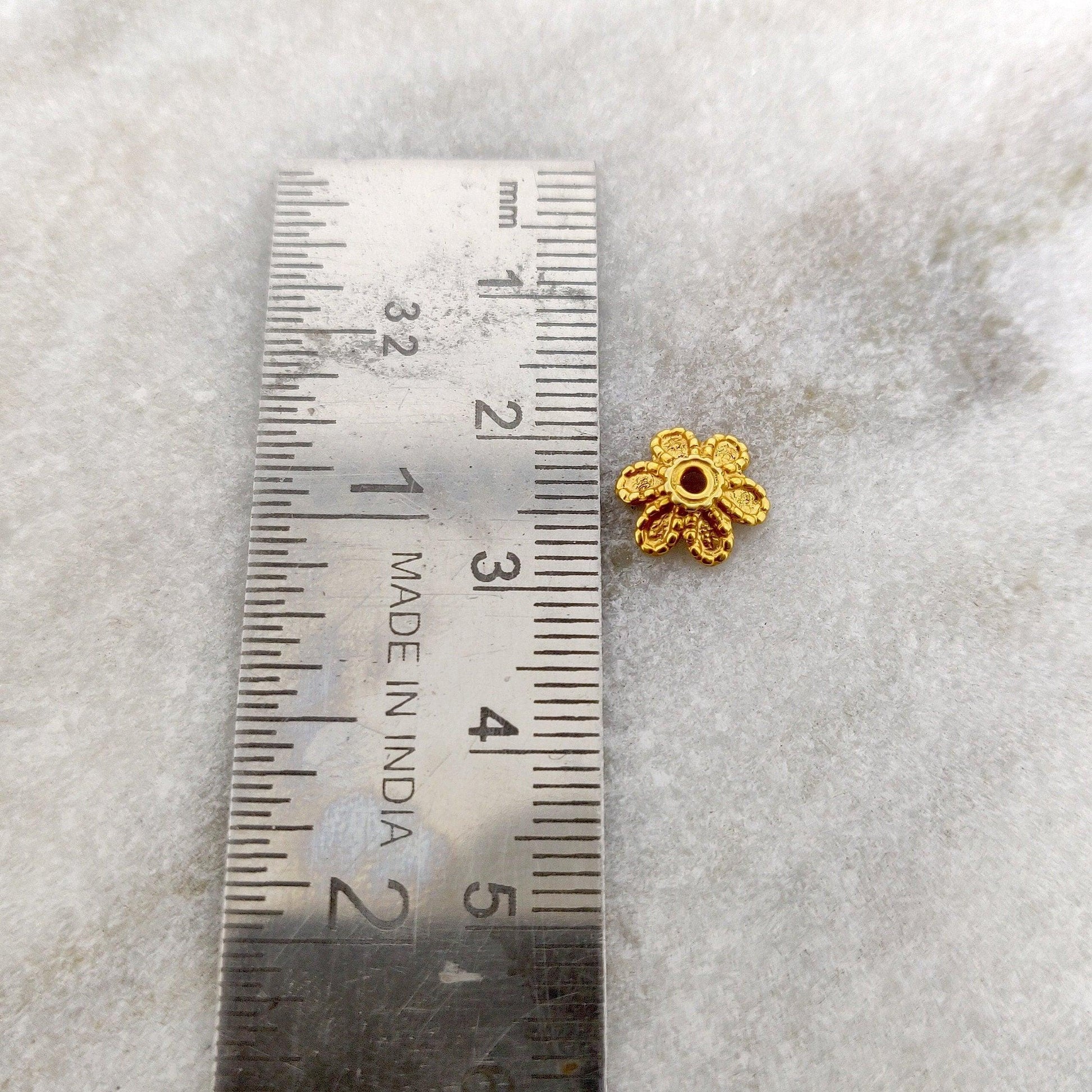 18k Solid Yellow Gold Filigree Bead Cap Spacer 9mm - Kanika Creations