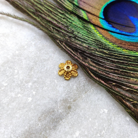 18k Solid Yellow Gold Filigree Bead Cap Spacer 9mm - Kanika Creations