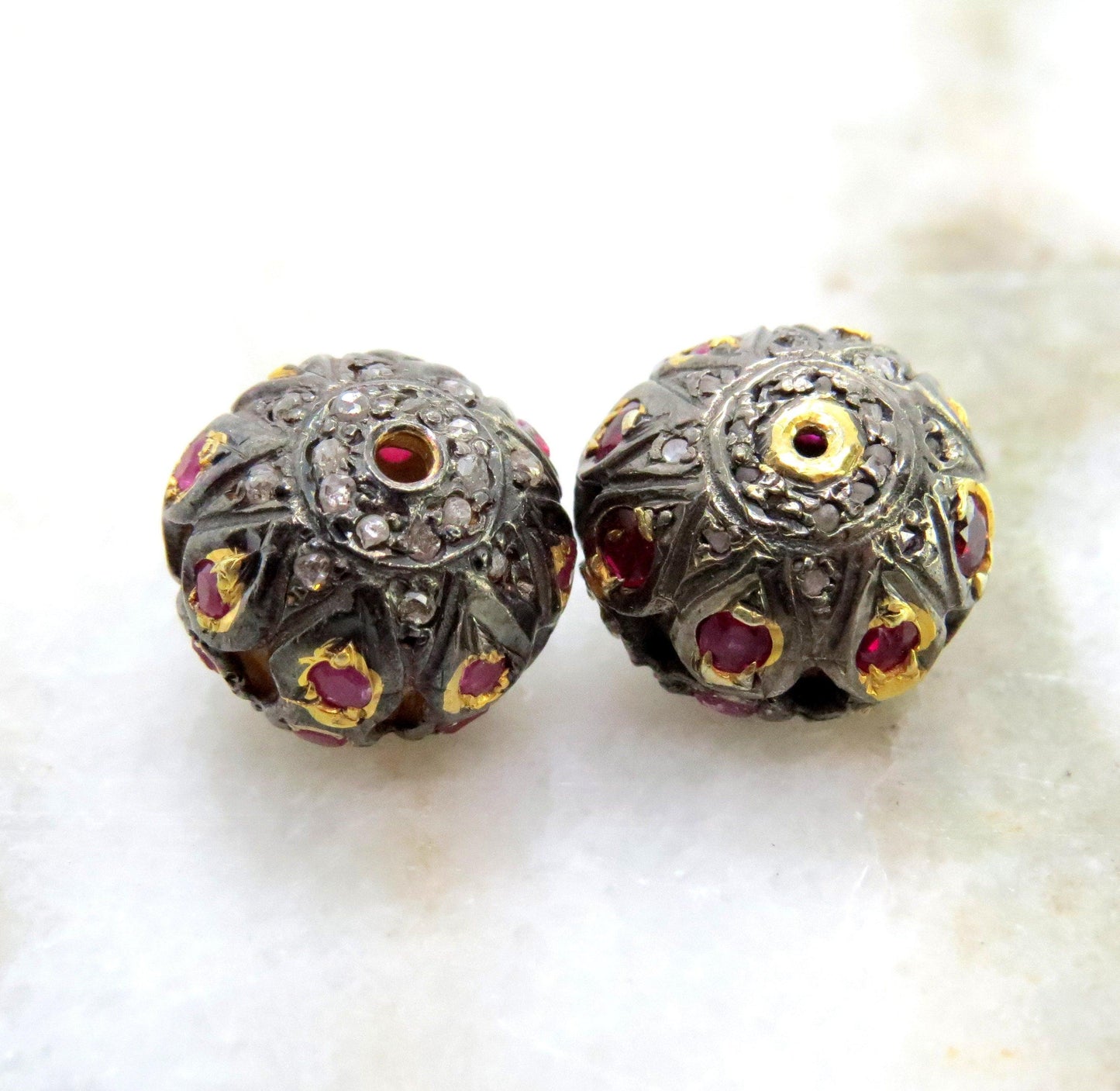 925 Sterling Silver Sapphire with Emerald & Ruby Spacer Beads - Kanika Creations