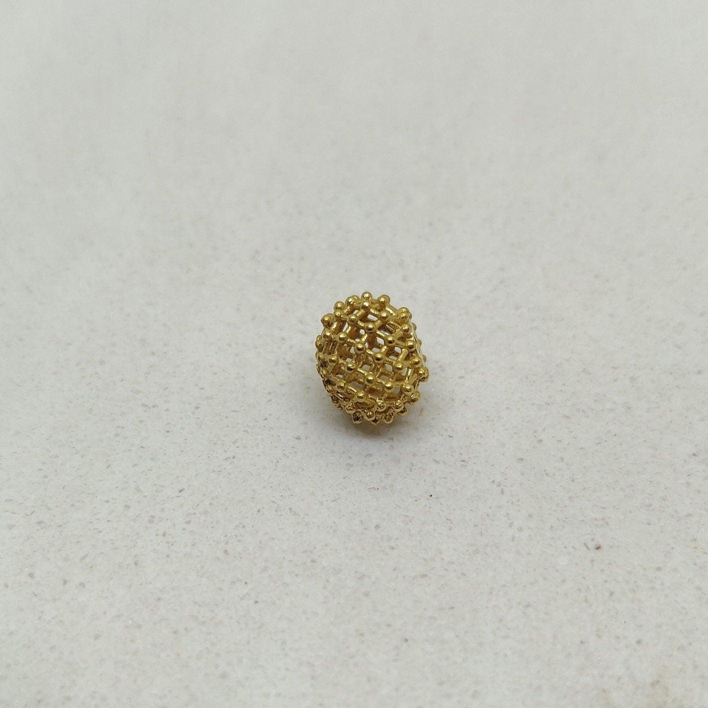 18 Solid Yellow Gold Carved Round Spacer Beads 6x8mm - Kanika Creations