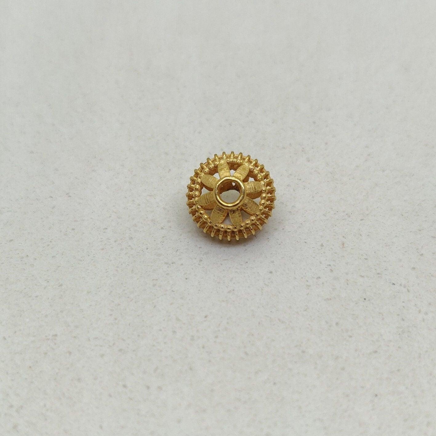 18k Solid Yellow Gold Wheel Beads 7x8mm - Kanika Creations