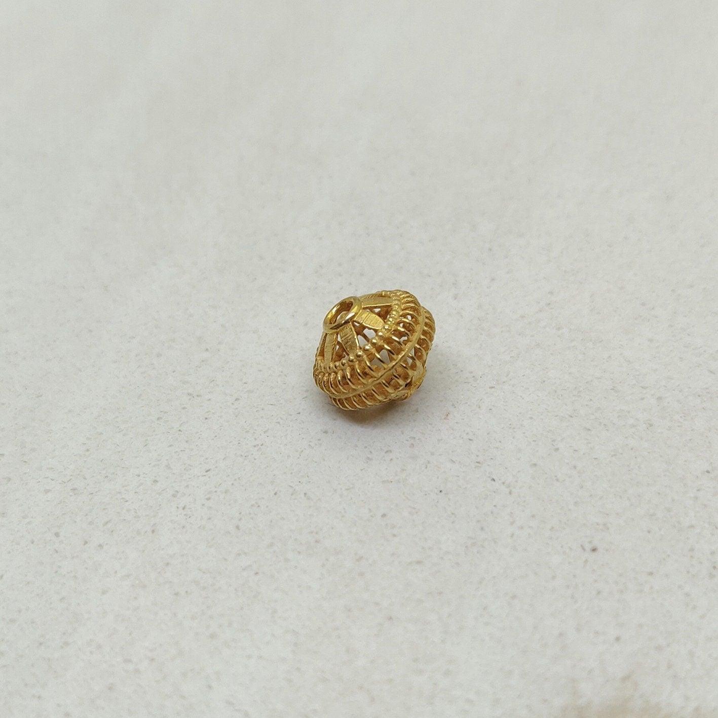 18k Solid Yellow Gold Wheel Beads 7x8mm - Kanika Creations