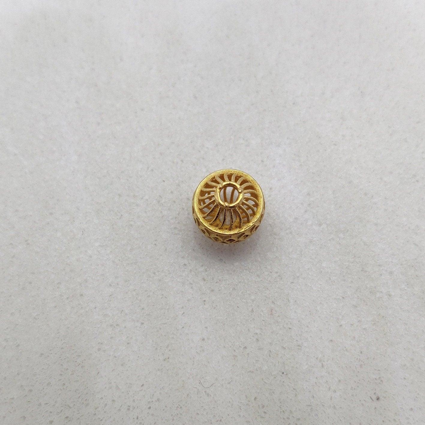 18k Solid Yellow Gold Fancy Spacer Beads Finding 7mm - Kanika Creations