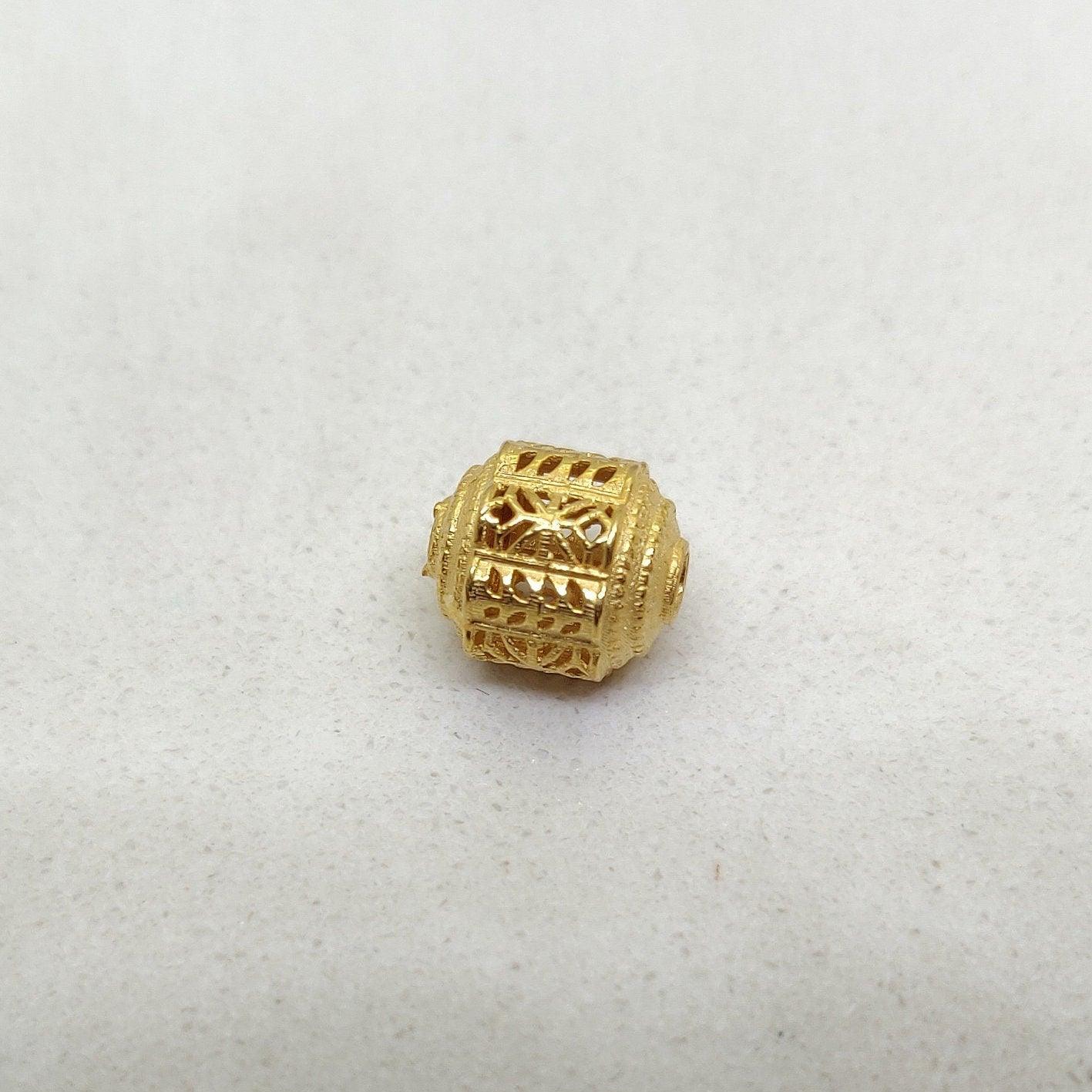 18k Solid Yellow Gold Tube Spacer Fancy Beads 8mm - Kanika Creations