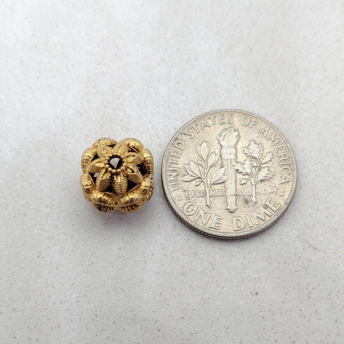 18k Solid Yellow Gold Wheel Spacer Beads 9x9.5mm - Kanika Creations