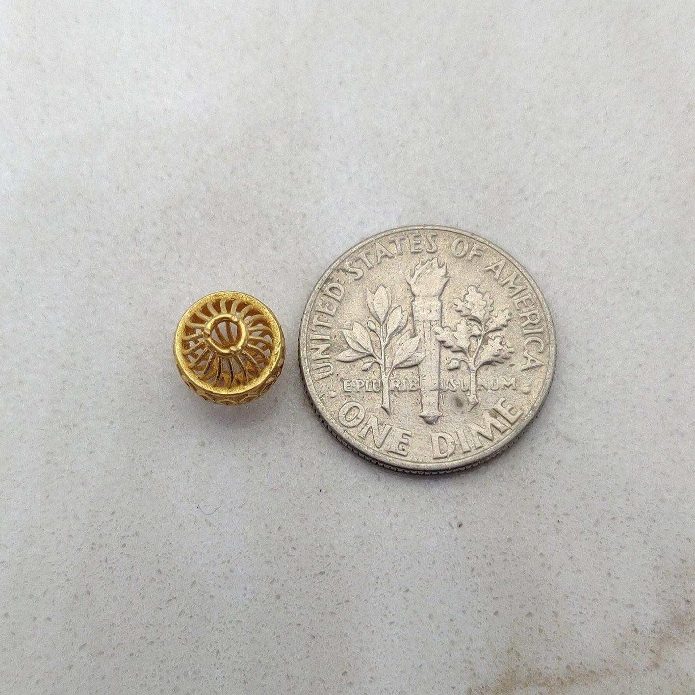 18k Solid Yellow Gold Fancy Spacer Beads Finding 7mm - Kanika Creations