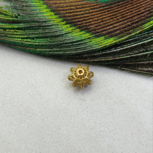 18k Solid Yellow Gold Floral Spacer Beads 6x7mm - Kanika Creations