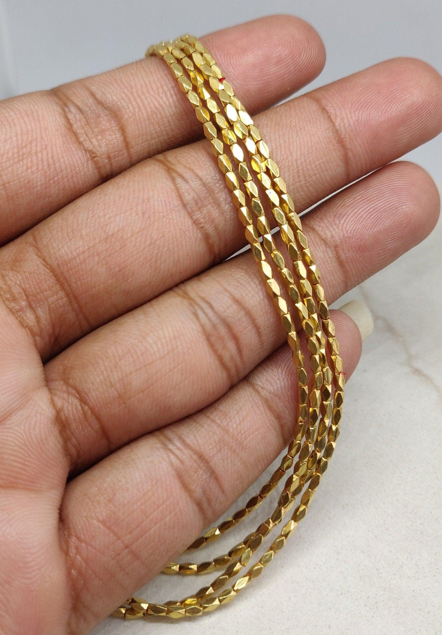 18K Gold Pipe Faceted Spacer Bead DIY Jewelry Finding Sold as 4 pcs. - Kanika Creations