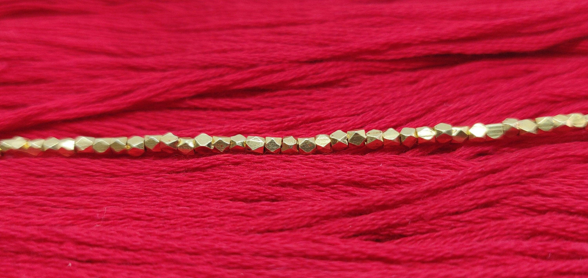 18K Solid Yellow Gold Faceted Barrel Spacer Beads Sold as 4 Pcs - Kanika Creations