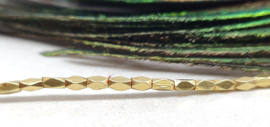 18K Gold Faceted Pipe Beads DIY Jewelry Findings Sold as 2 pcs. - Kanika Creations