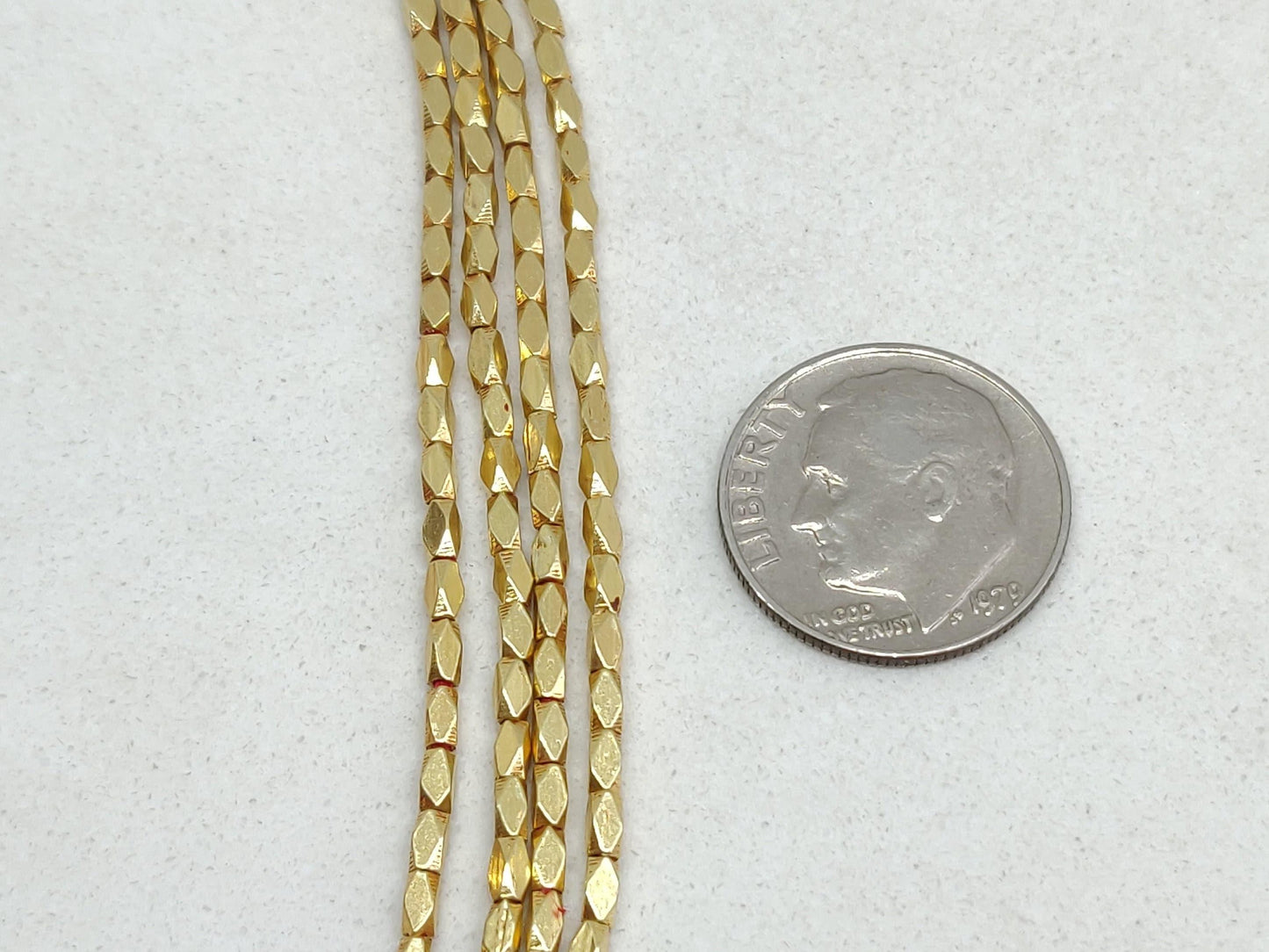 18K Gold Pipe Faceted Spacer Bead DIY Jewelry Finding Sold as 4 pcs. - Kanika Creations