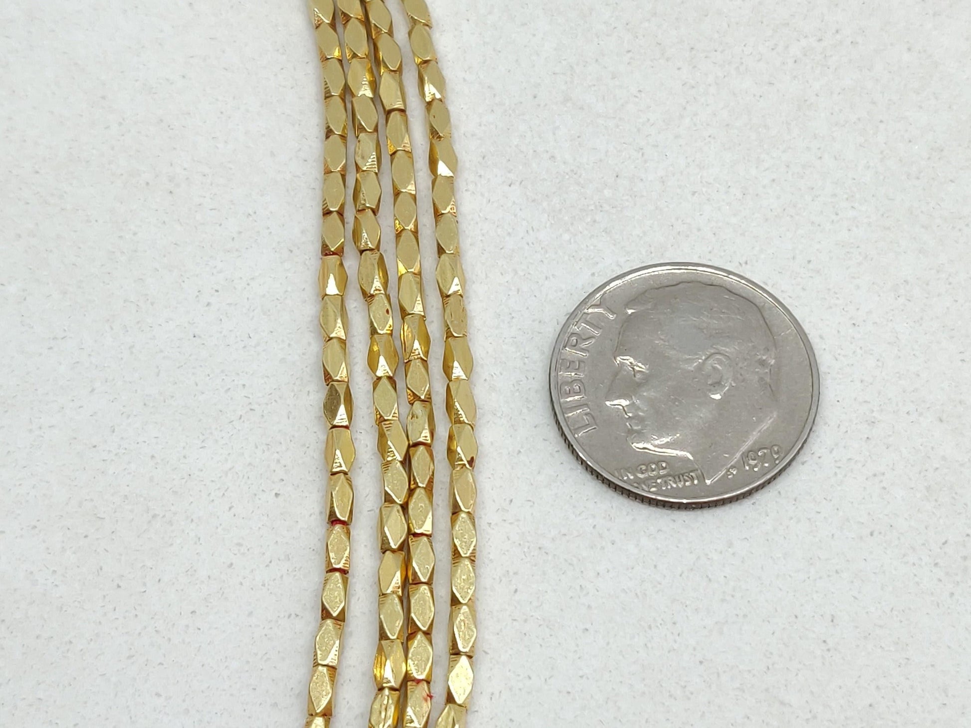 18K Gold Pipe Faceted Spacer Bead DIY Jewelry Finding Sold as 4 pcs. - Kanika Creations