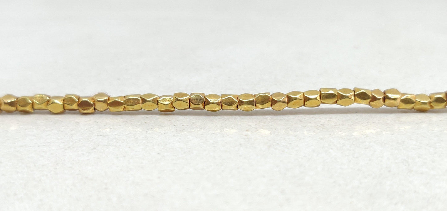 18K Solid Yellow Gold Cube Faceted Spacer Beads Sold as 6 Pcs - Kanika Creations