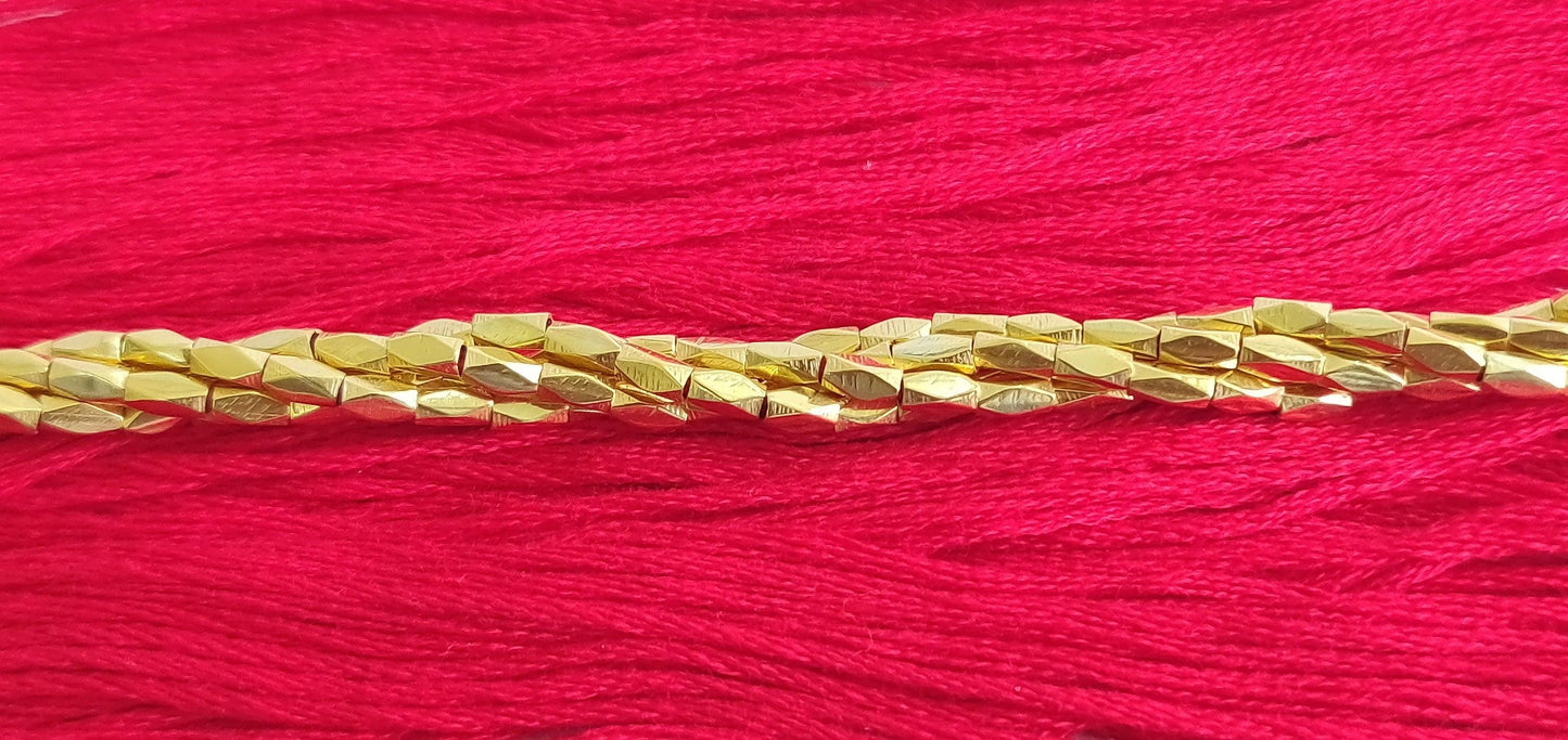 18K Gold Faceted Pipe Beads DIY Jewelry Findings Sold as 2 pcs. - Kanika Creations