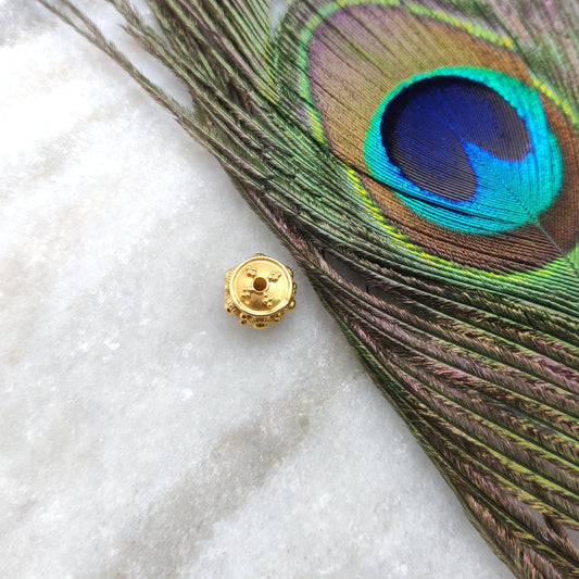 18k Yellow Gold Fancy Wheel Rondelle Spacer Beads 10mm - Kanika Creations