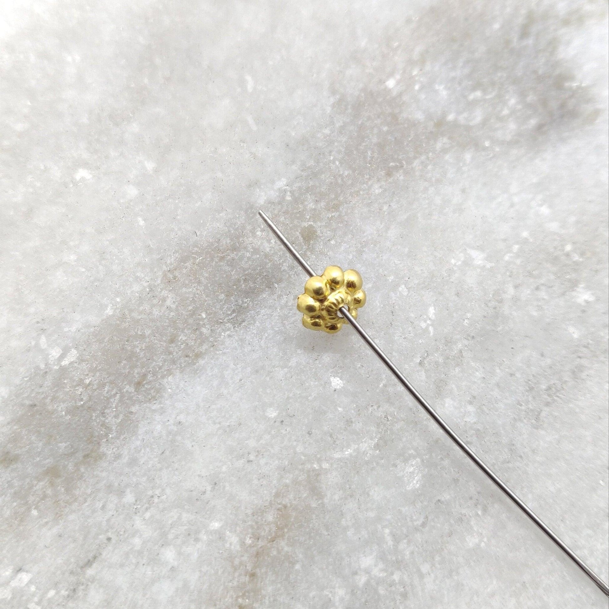 18k Yellow Gold Bead End Cap Spacer Finding 3x6mm - Kanika Creations