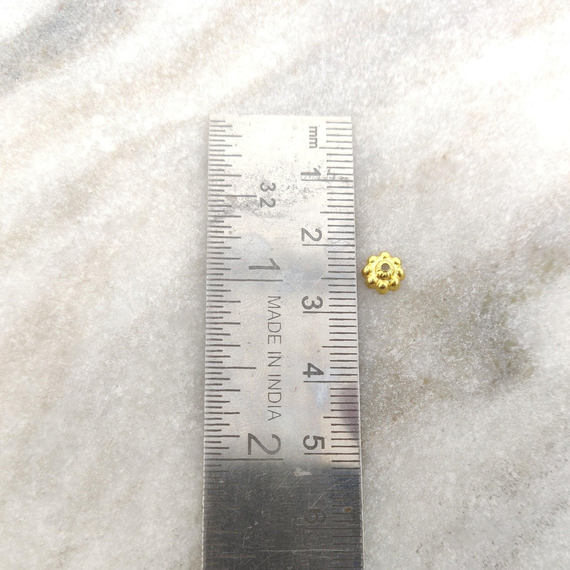 18k Yellow Gold Bead End Cap Spacer Finding 3x6mm - Kanika Creations