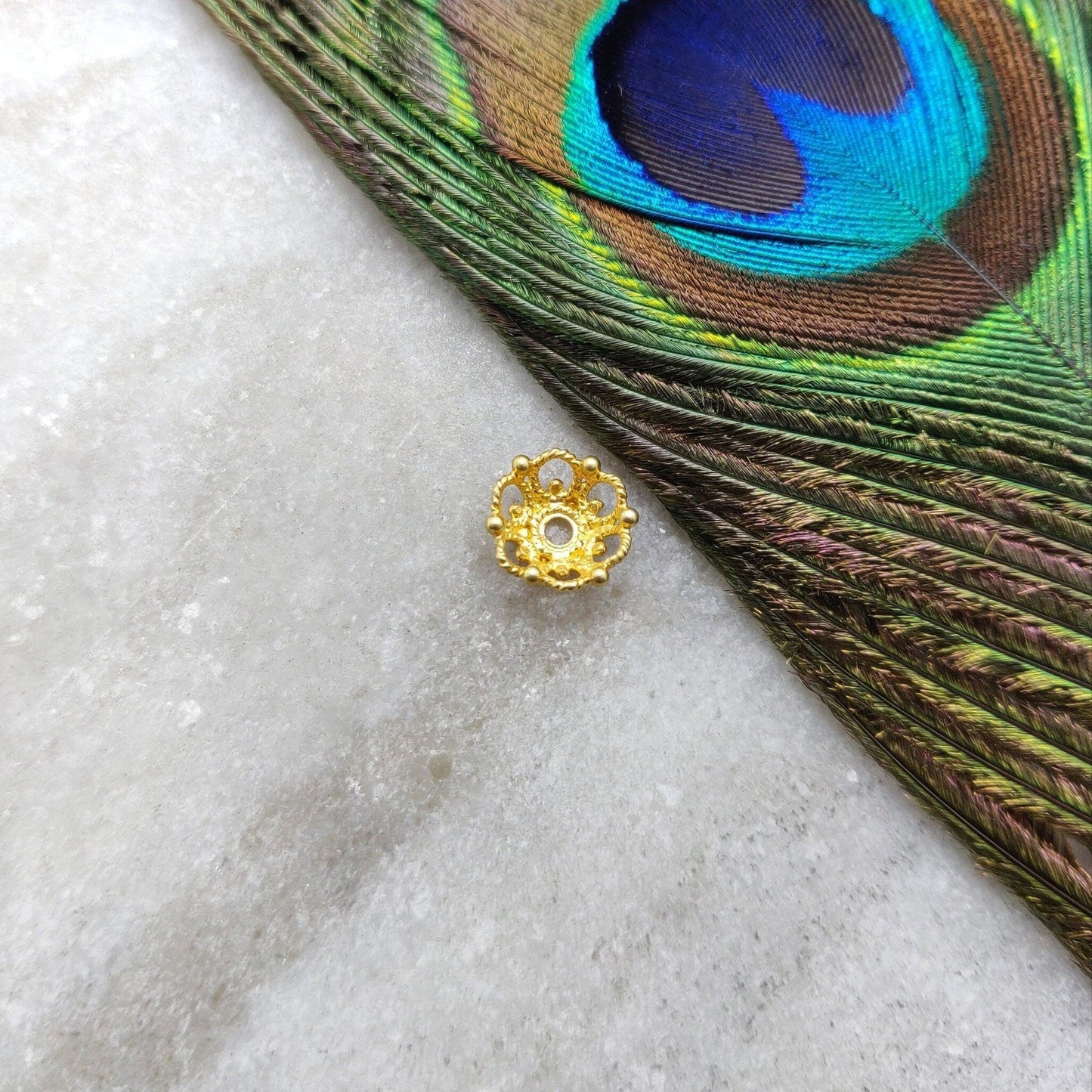 18k Gold Caps Beads Spacer DIY Craft Supplies - Kanika Creations