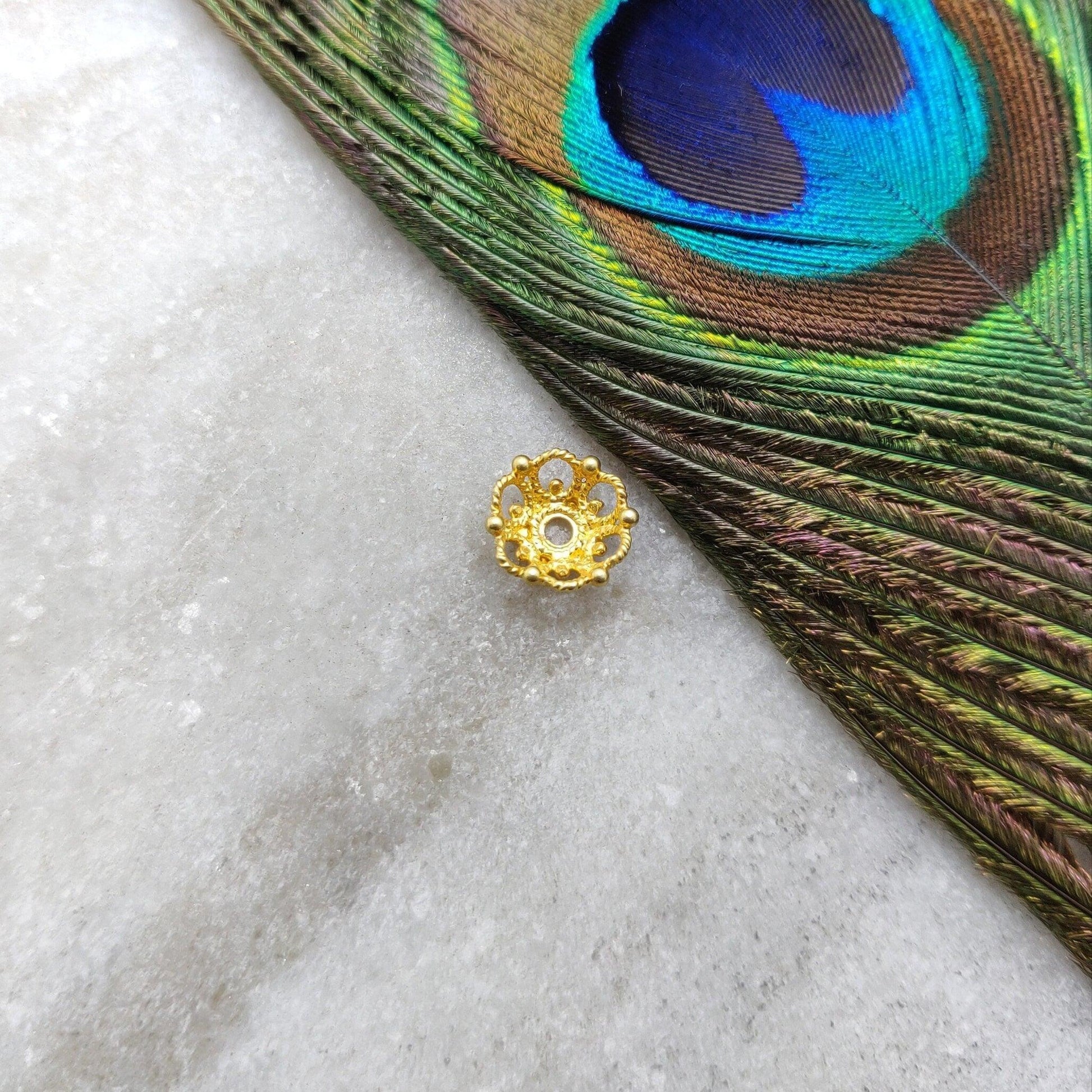 18k Gold Caps Beads Spacer DIY Craft Supplies - Kanika Creations