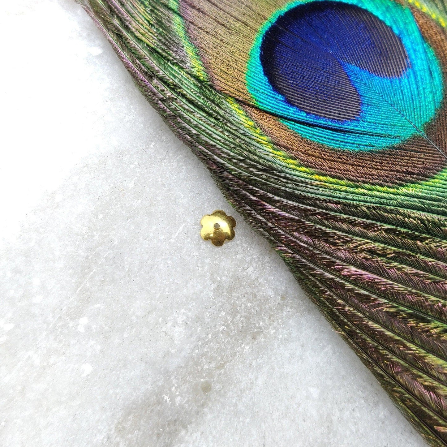 18k Solid Yellow Gold Floral Bead Cap Spacer Finding - Kanika Creations