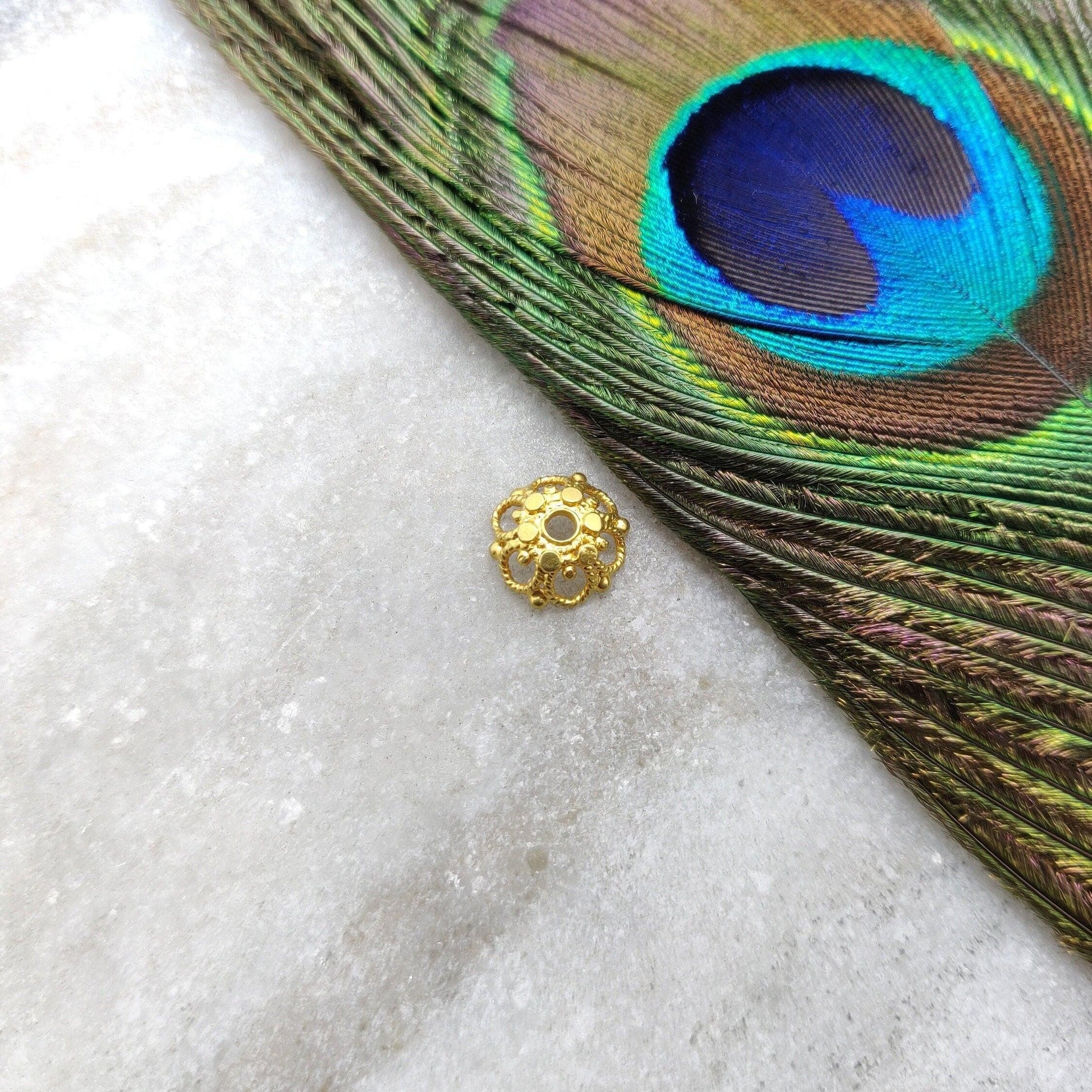 18k Gold Caps Beads Spacer DIY Craft Supplies - Kanika Creations