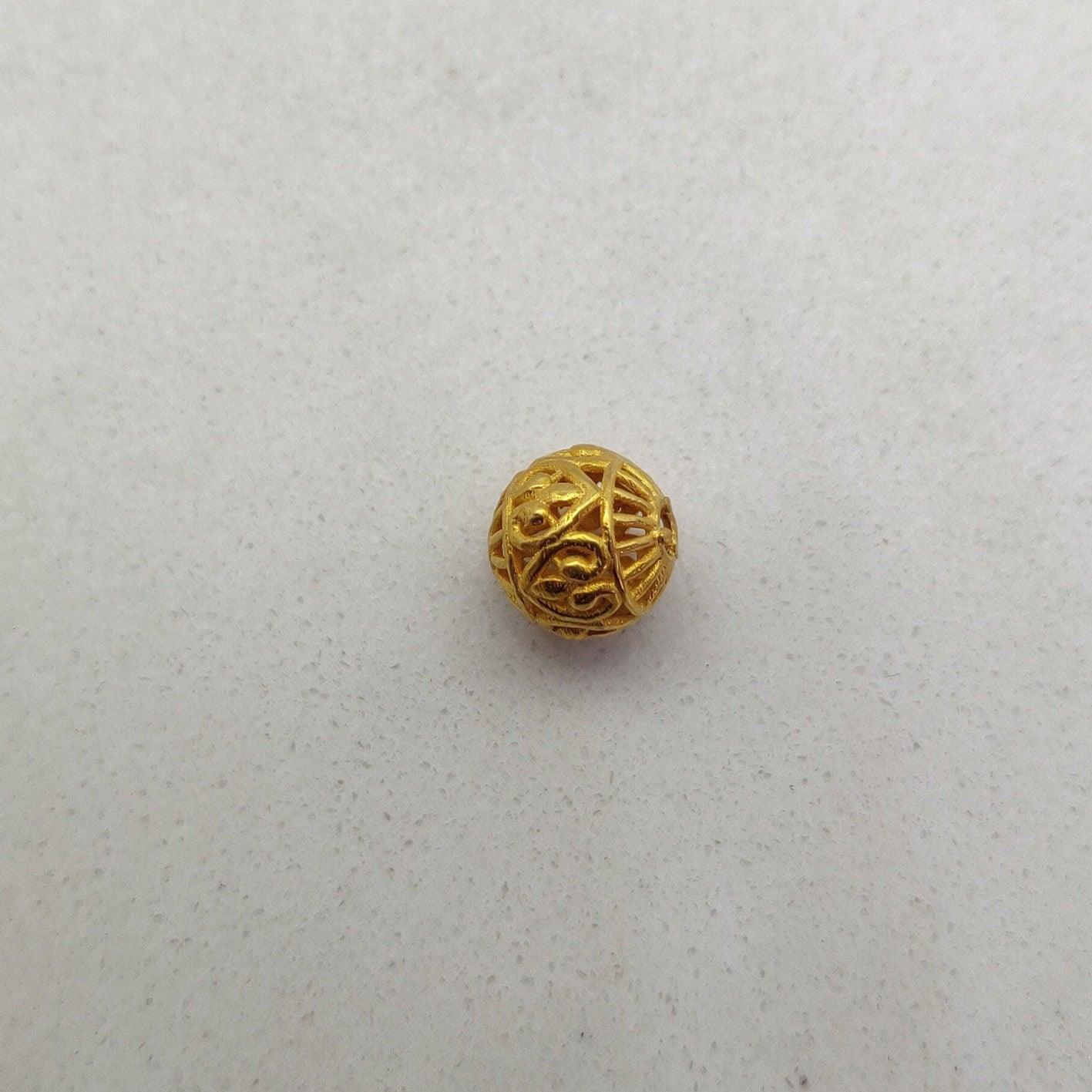 18k Solid Yellow Gold Round Spacer Ball Beads 8mm - Kanika Creations