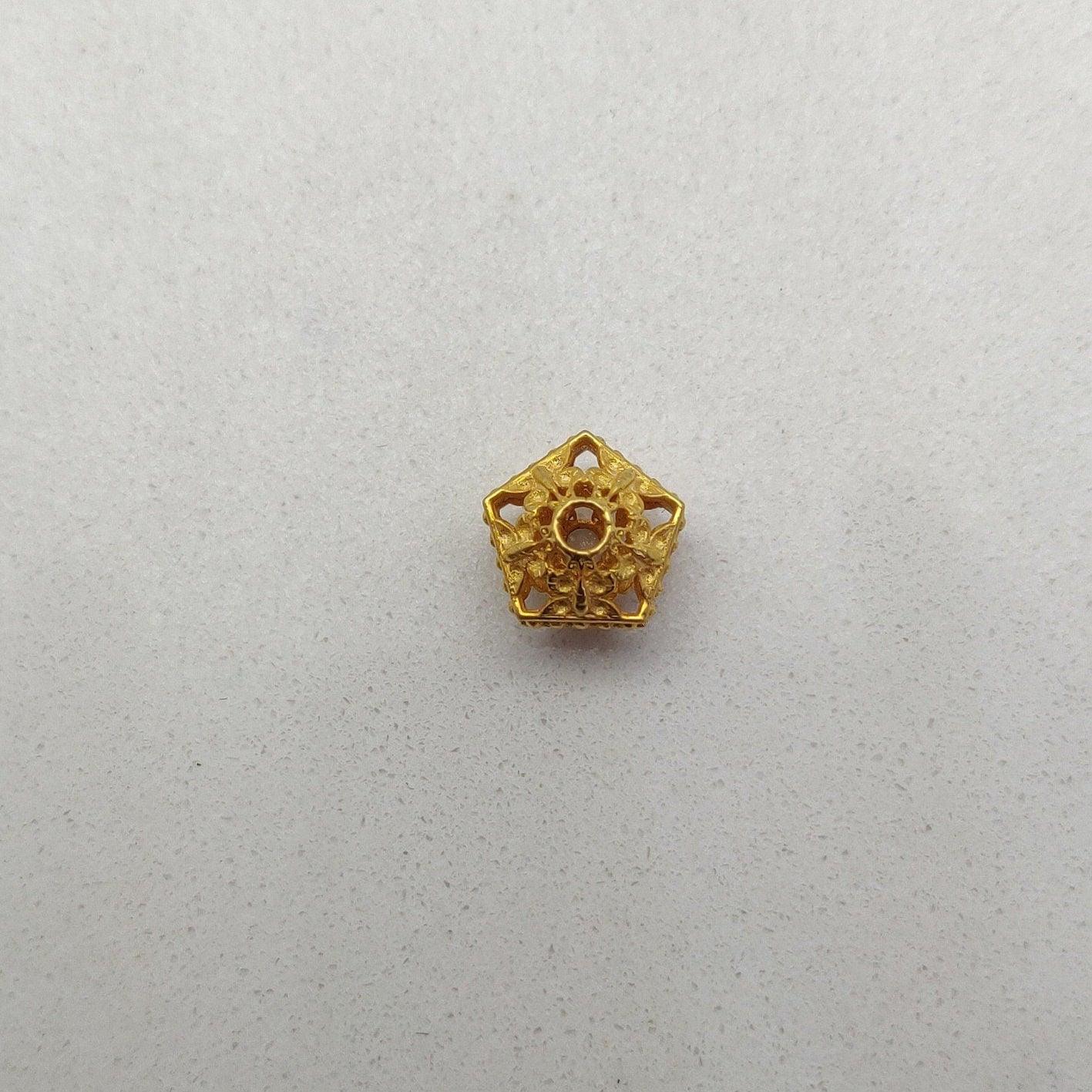 18k Solid Yellow Gold Hexagon Spacer Beads 9x7mm - Kanika Creations