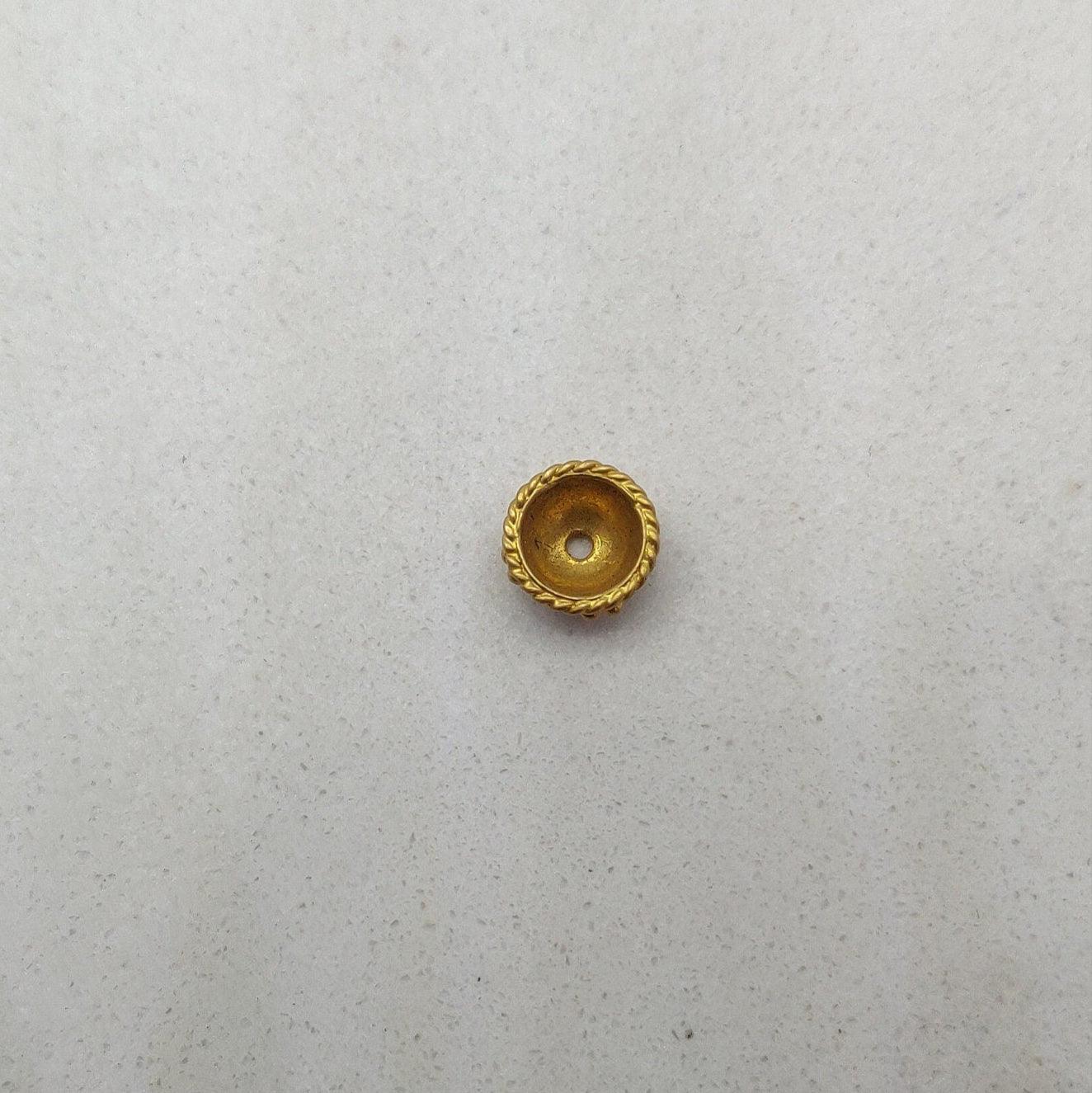 18k Yellow Gold Fancy Beads Caps Findings 7mm - Kanika Creations