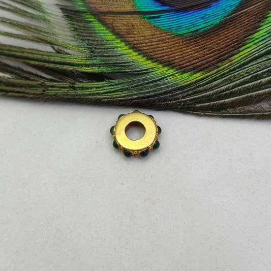 18k Yellow Gold Stone Studded Wheel Beads-11X4 mm - Kanika Creations