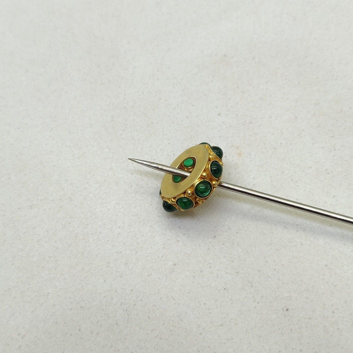 18k Yellow Gold Stone Studded Wheel Beads-11X4 mm - Kanika Creations
