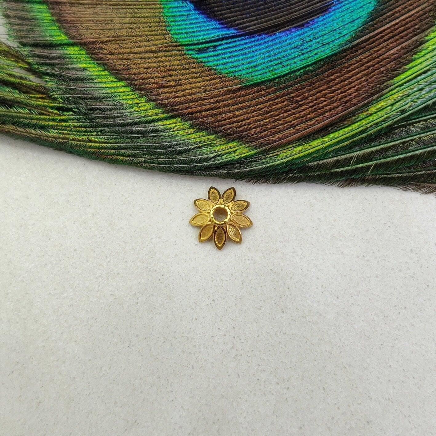 18k Solid Gold Caps Spacer Beads Findings Craft - Kanika Creations