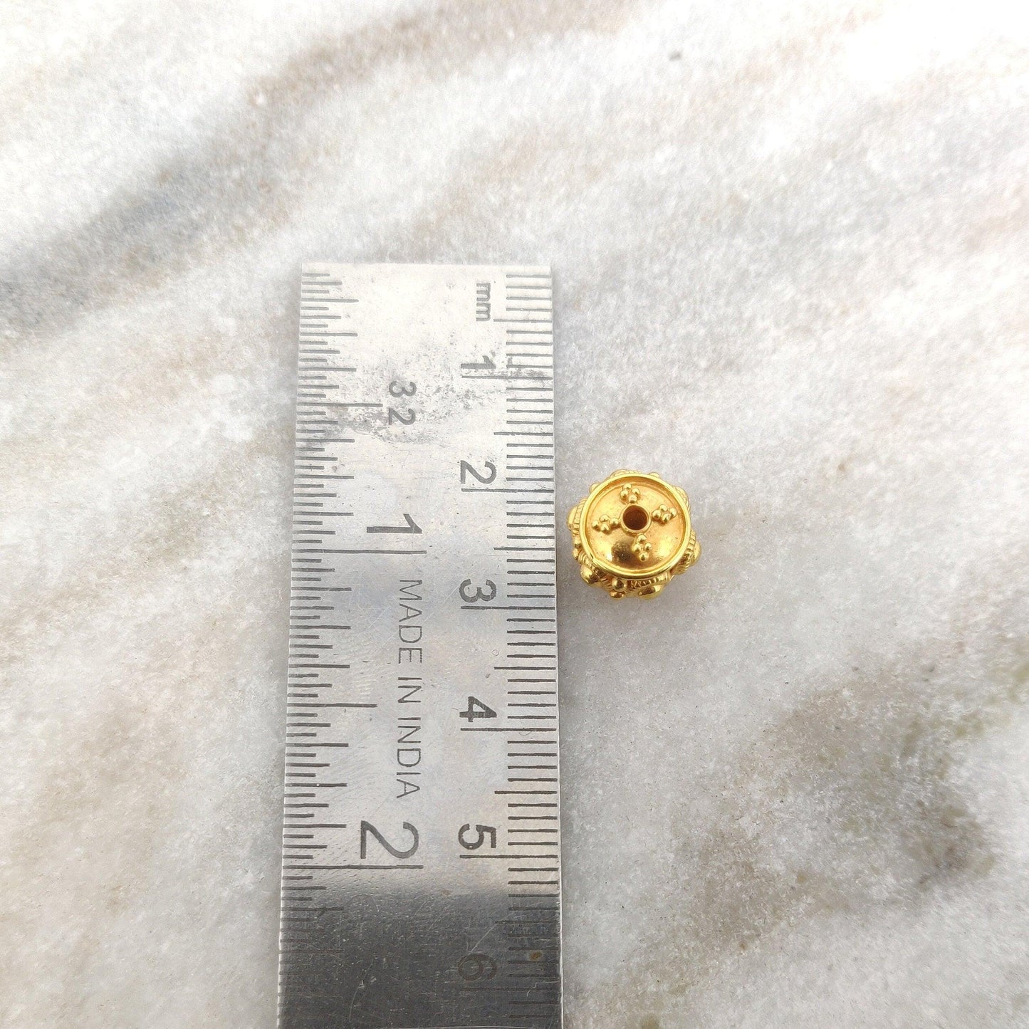18k Yellow Gold Fancy Wheel Rondelle Spacer Beads 10mm - Kanika Creations