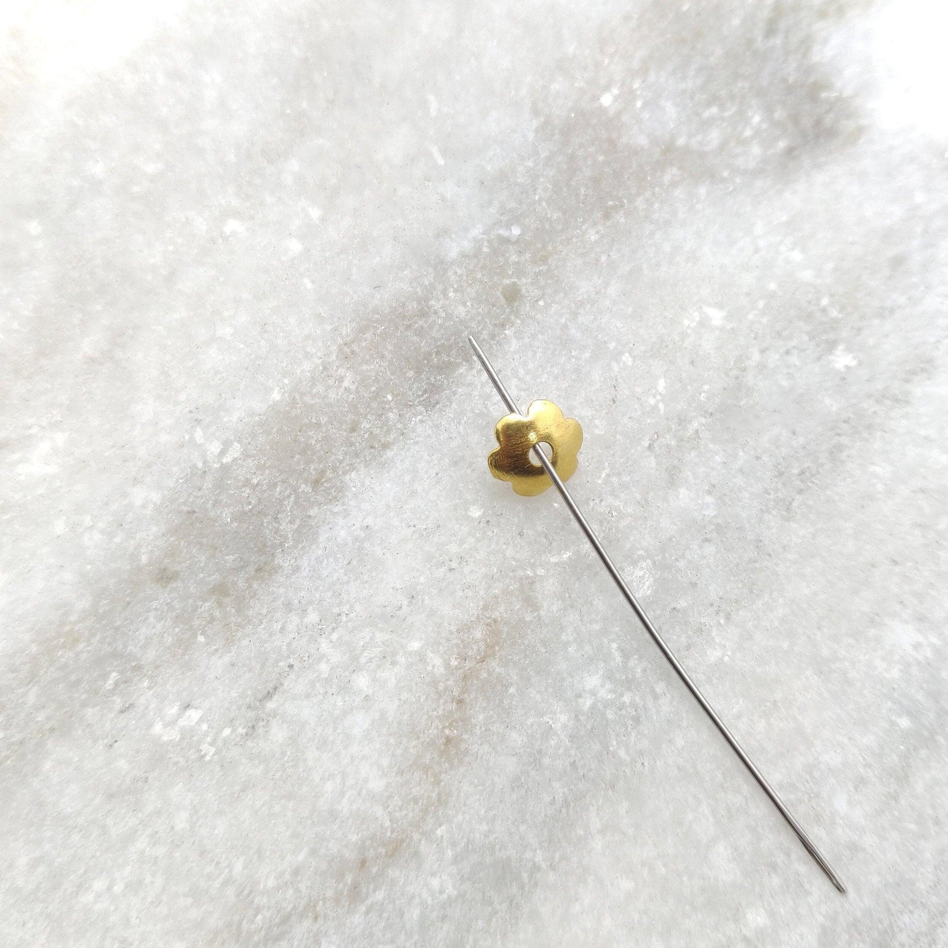 18k Gold Flower Bead Cap Jewelry Making Craft 7mm - Kanika Creations