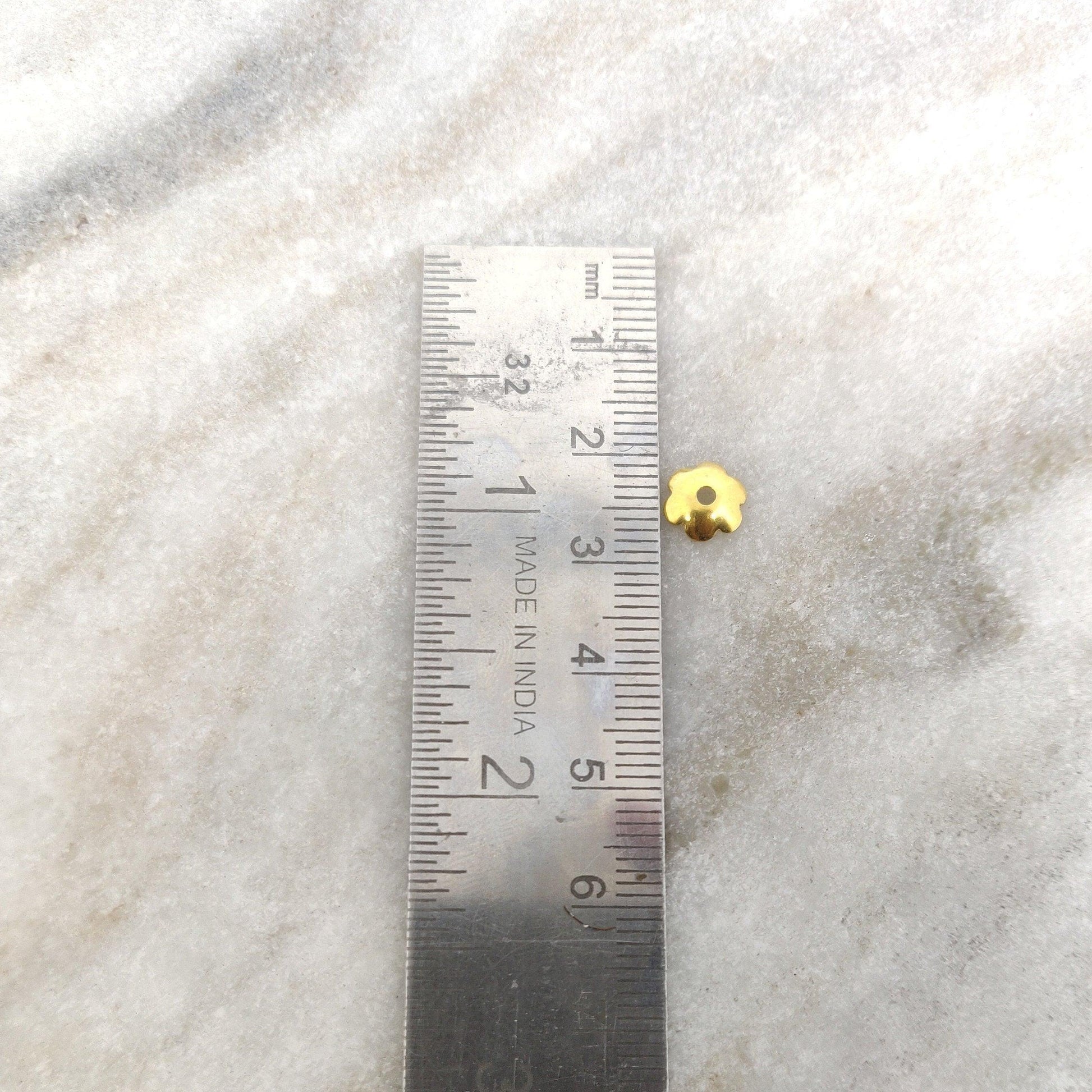 18k Yellow Gold End Beads Cap Finding 7mm - Kanika Creations