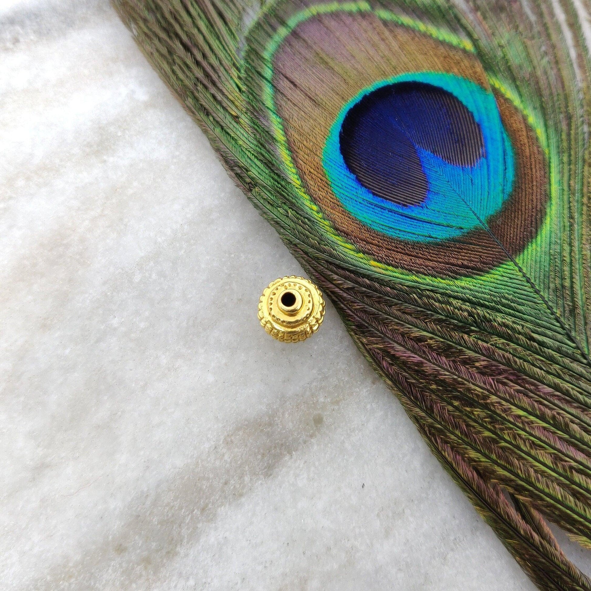 18k Solid Yellow Gold Rondelle Spacer Beads 10mm - Kanika Creations