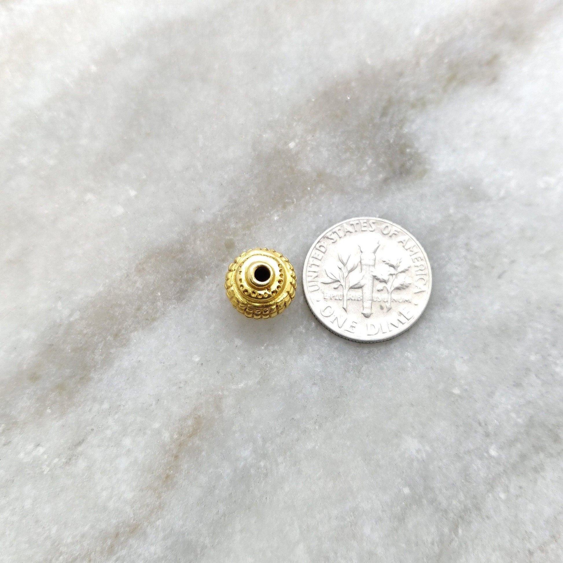 18k Solid Yellow Gold Rondelle Spacer Beads 10mm - Kanika Creations