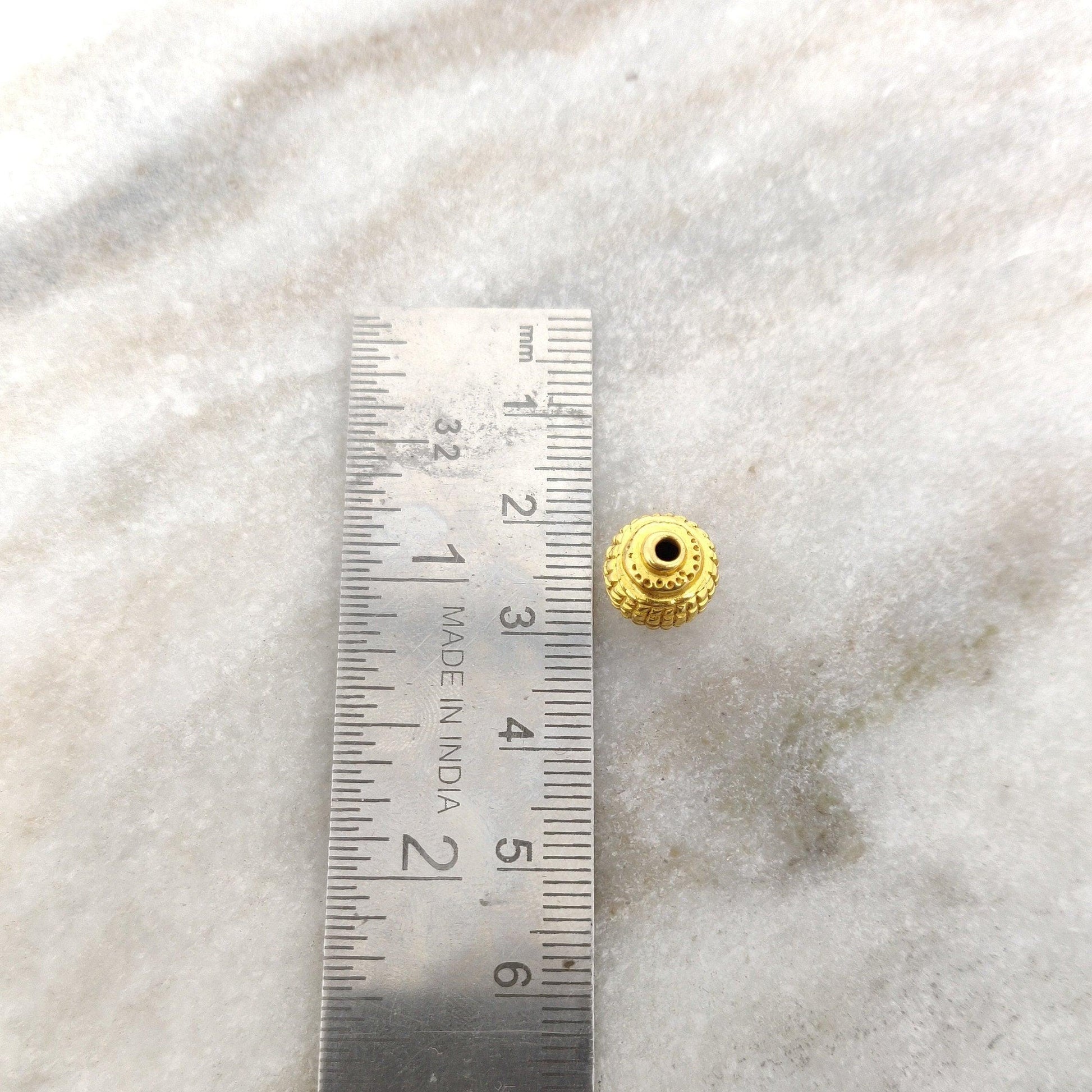 18k Solid Yellow Gold Rondelle Spacer Beads 10mm - Kanika Creations