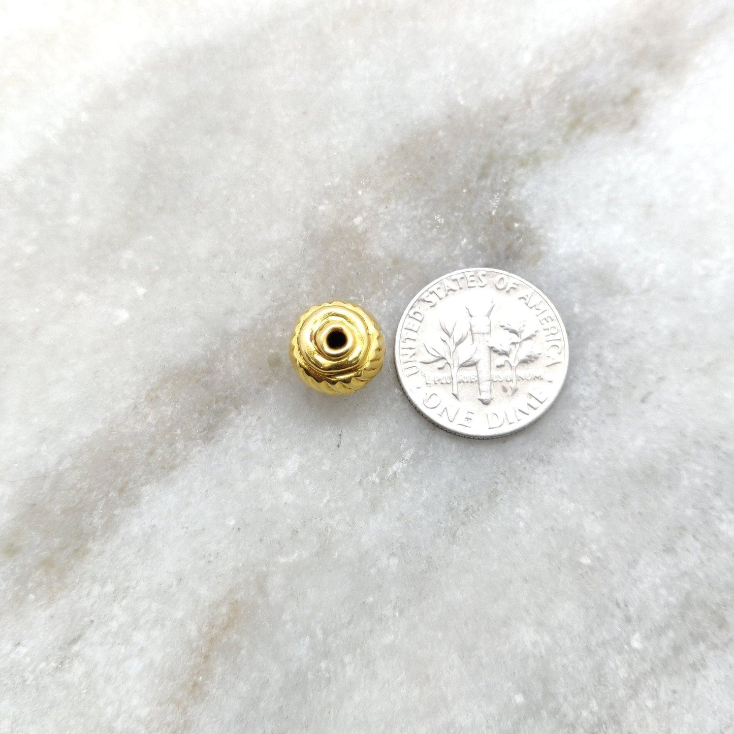 18k Solid Yellow Gold Round Spacer Beads 9mm - Kanika Creations