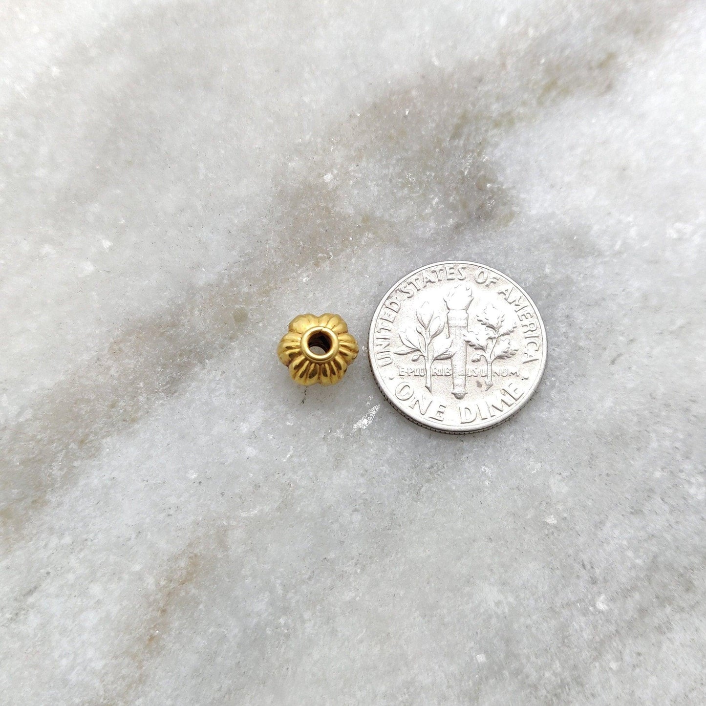 18k Solid Yellow Gold Watermelon Spacer Beads 6x7mm - Kanika Creations