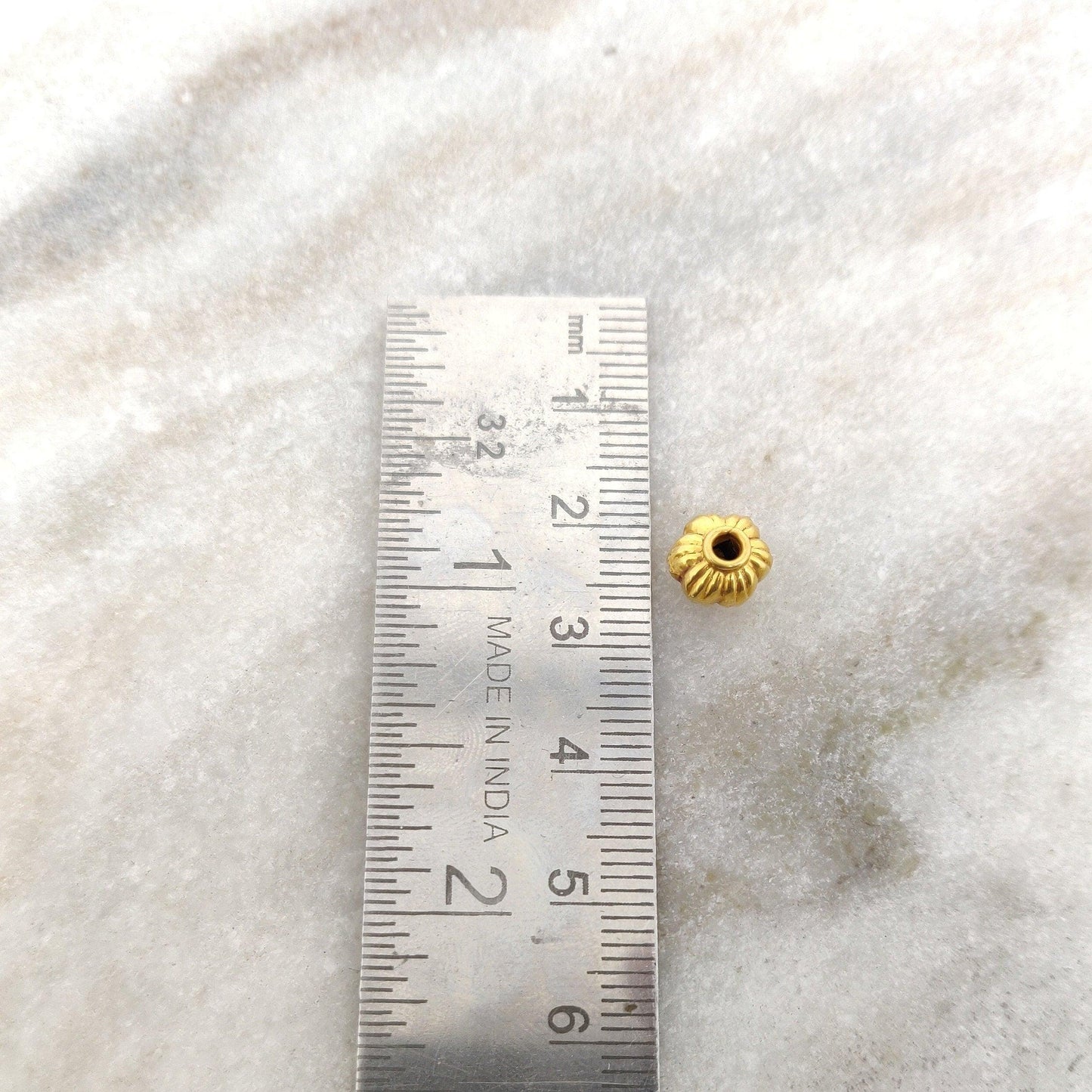 18k Solid Yellow Gold Watermelon Spacer Beads 6x7mm - Kanika Creations