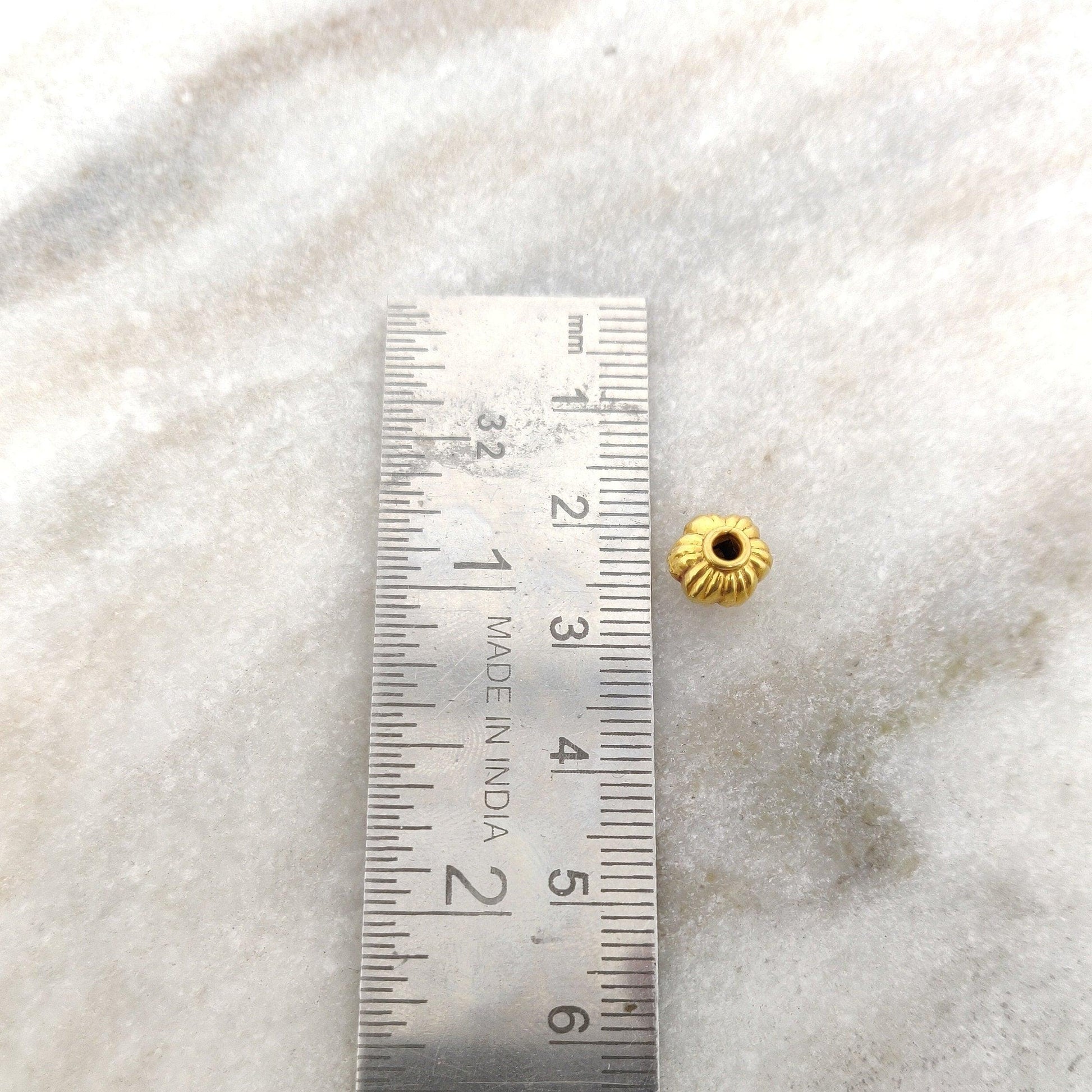 18k Solid Yellow Gold Watermelon Spacer Beads 6x7mm - Kanika Creations
