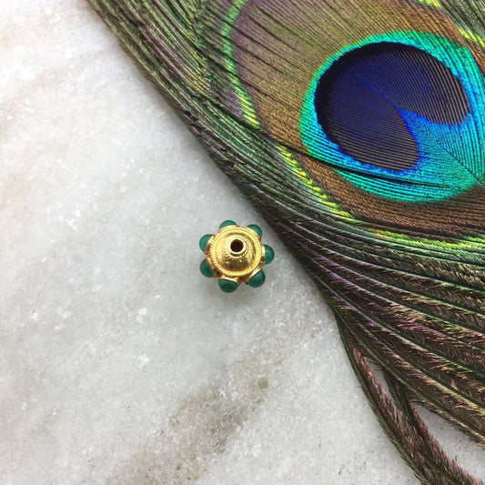 18K Solid Yellow Gold Emerald Flower Spacer Beads - Kanika Creations