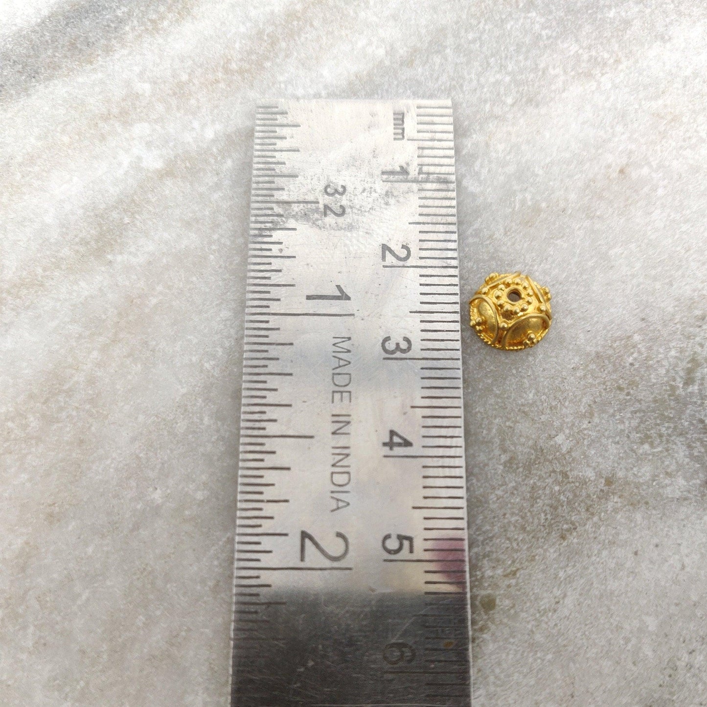 18k Yellow Gold Handcrafted Spacer Beads Cap Finding Supplies 8mm - Kanika Creations