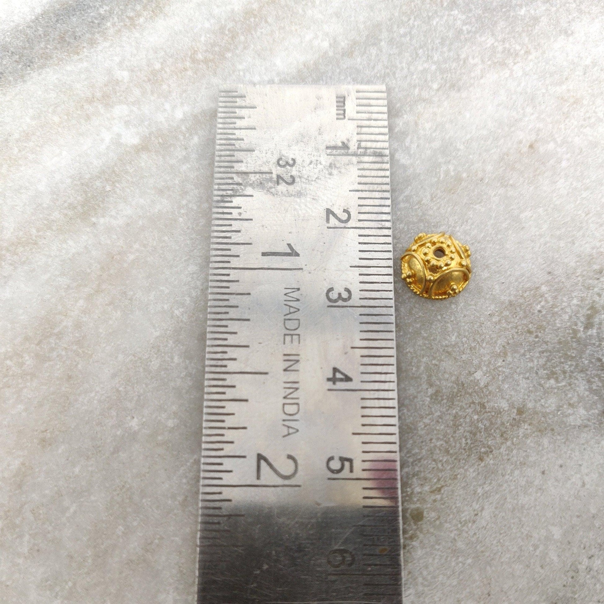 18k Yellow Gold Handcrafted Spacer Beads Cap Finding Supplies 8mm - Kanika Creations